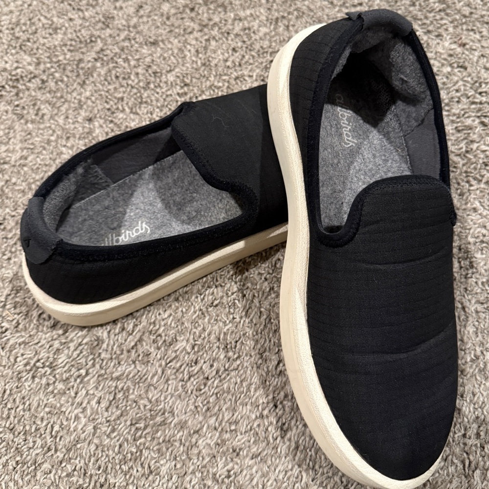 Allbirds Women’s Black and Cream Slip-On Loafers